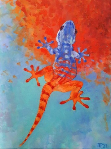 Gekko, olieverf op linnen, 30x40cm, 2020